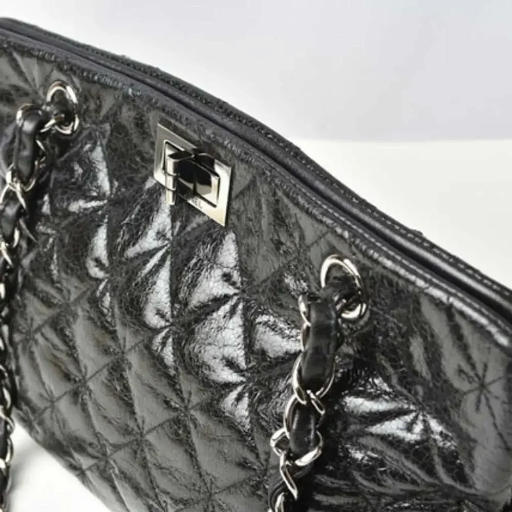 CHANEL Black Leather Tote Bag